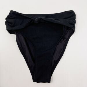 Derek Lam 10 Crosby High Waist Knot Front Bikini Bottom Black Small S Swimsuit
